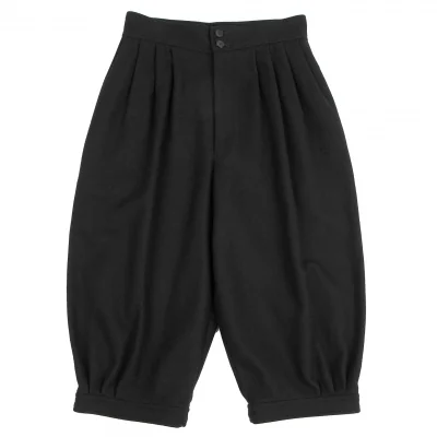 トリコ コムデギャルソンtricot COMME des GARCONSメルトンタッククロップドパンツ 黒