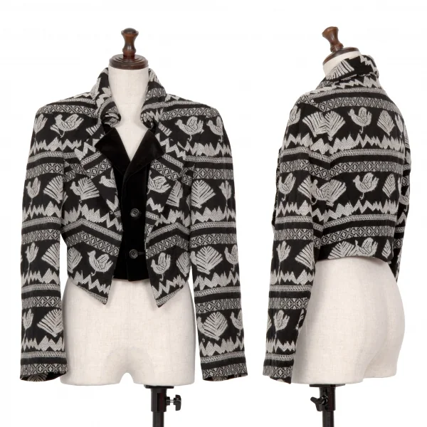 COMME des GARCONS Velor Layered Embroidery Jacket Black S K-123122_001