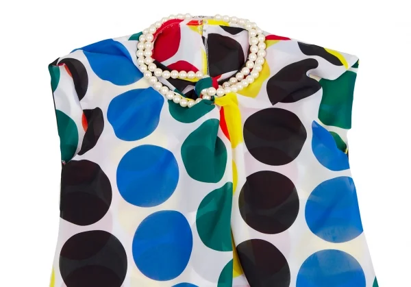 ジュンヤワタナベ コムデギャルソンJUNYA WATANABE COMME des GARCONSパール装飾マルチドットプリントノースリーブトップス 白マルチM K-123164_003