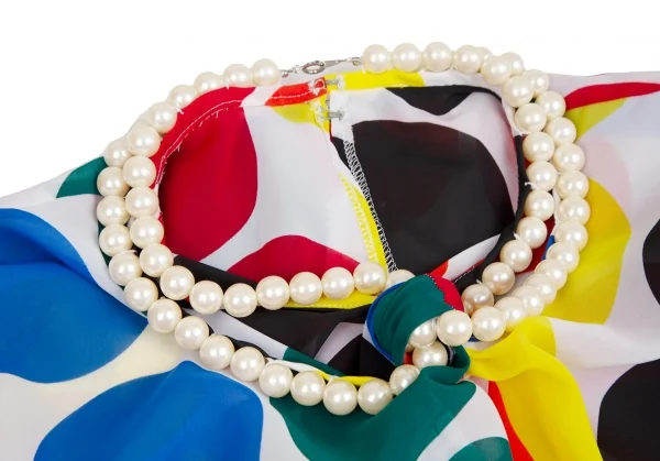 ジュンヤワタナベ コムデギャルソンJUNYA WATANABE COMME des GARCONSパール装飾マルチドットプリントノースリーブトップス 白マルチM K-123164_004