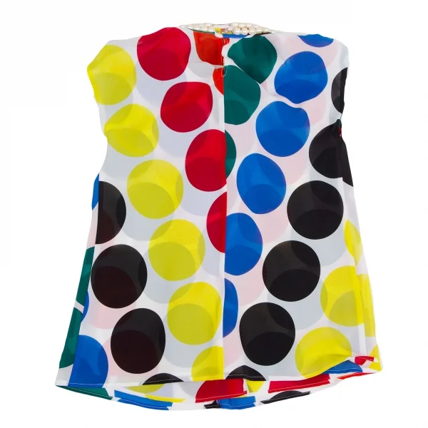 ジュンヤワタナベ コムデギャルソンJUNYA WATANABE COMME des GARCONSパール装飾マルチドットプリントノースリーブトップス 白マルチM K-123164_008