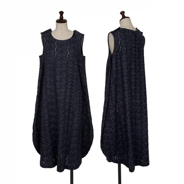 COMME des GARCONS Round-Hem Floral Lace Dress Navy XS K-123165_001