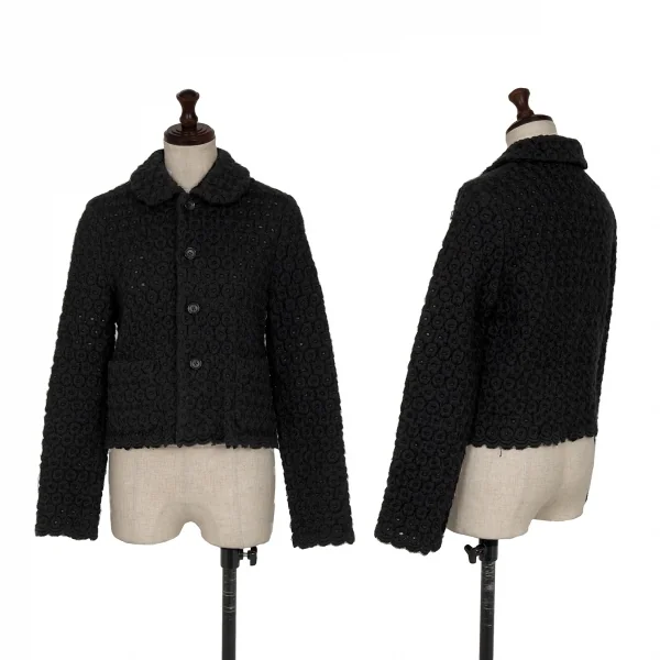 COMME des GARCONS Lace Round-collar Jacket Black XS K-123166_001