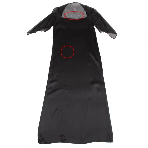 ヨウジヤマモト ノアールYohji Yamamoto NOIR メッシュ切替シルクワンピース 黒S K-123170_013