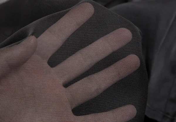 ヨウジヤマモト ノアールYohji Yamamoto NOIR メッシュ切替シルクワンピース 黒S K-123170_016