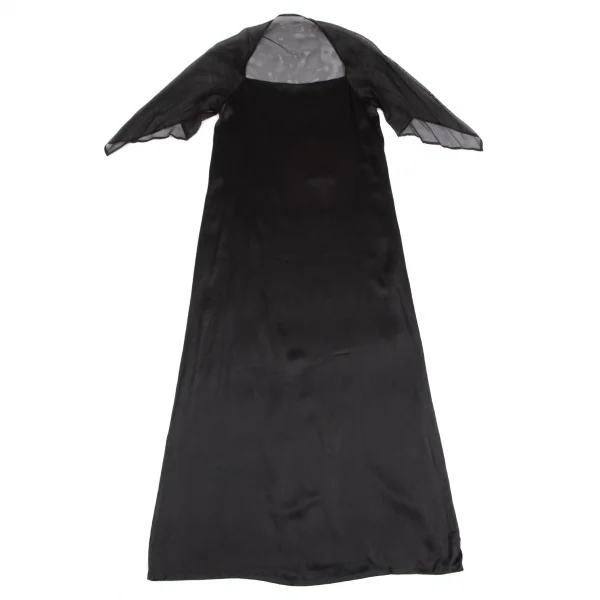 ヨウジヤマモト ノアールYohji Yamamoto NOIR メッシュ切替シルクワンピース 黒S K-123170_002