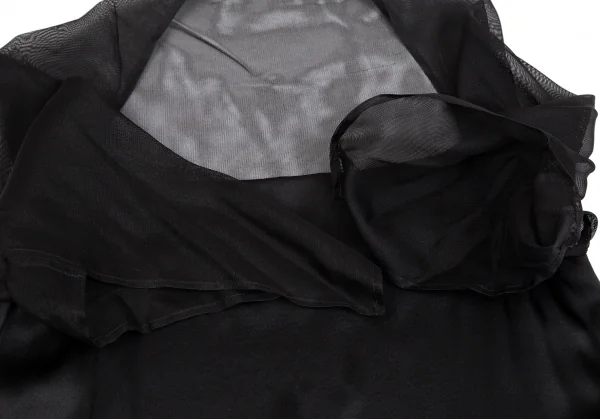 ヨウジヤマモト ノアールYohji Yamamoto NOIR メッシュ切替シルクワンピース 黒S K-123170_009