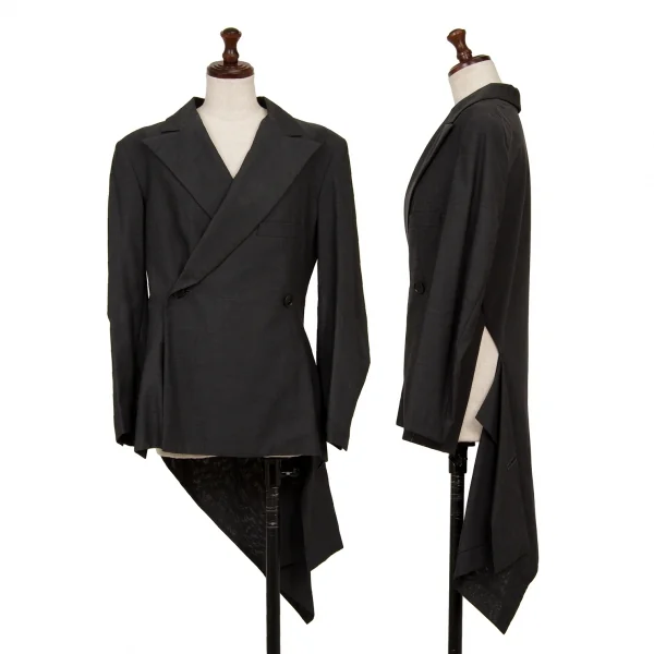 Yohji Yamamoto FEMME Asymmetry Double Jacket Grey 2 K-123176_001