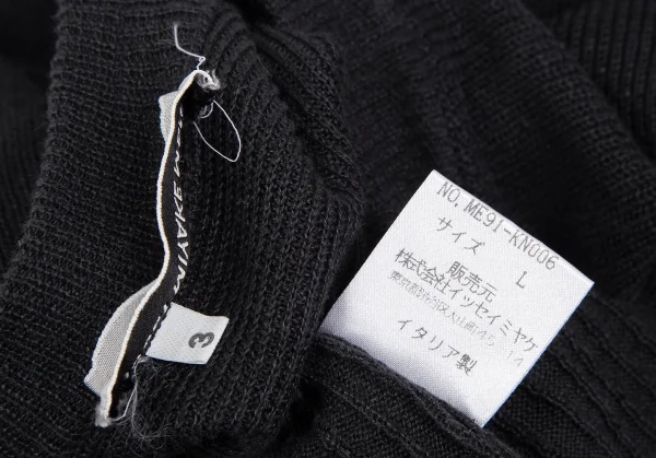 イッセイミヤケ メンISSEY MIYAKE MEN リネンリブ切替ニットセーター 黒L K-123179_011