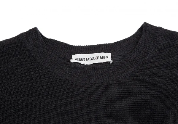 イッセイミヤケ メンISSEY MIYAKE MEN リネンリブ切替ニットセーター 黒L K-123179_002