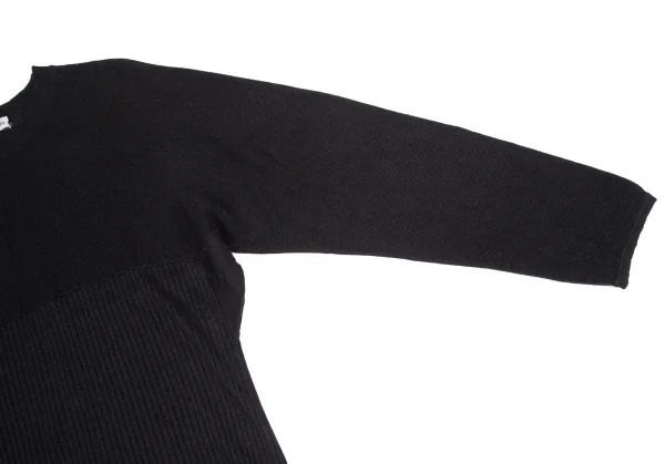 イッセイミヤケ メンISSEY MIYAKE MEN リネンリブ切替ニットセーター 黒L K-123179_003