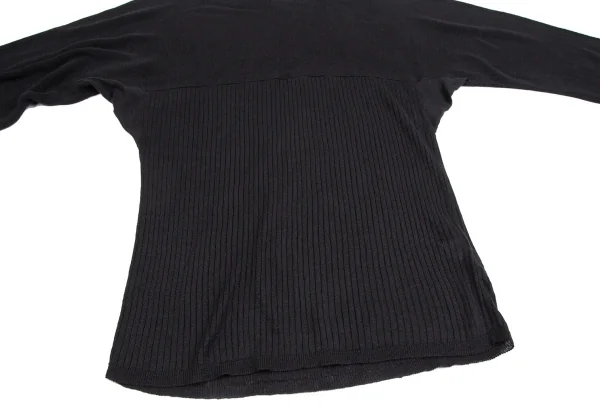 イッセイミヤケ メンISSEY MIYAKE MEN リネンリブ切替ニットセーター 黒L K-123179_006