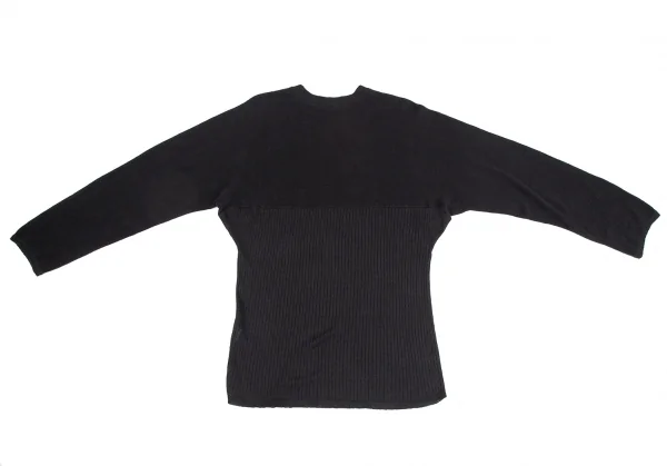 イッセイミヤケ メンISSEY MIYAKE MEN リネンリブ切替ニットセーター 黒L K-123179_008