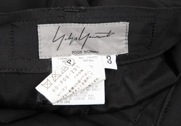 ヨウジヤマモト プールオムYohji Yamamoto POUR HOMME レーヨンハカマパンツ 黒3 K-123181_017