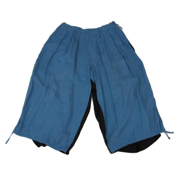 ヨウジヤマモト プールオムYohji Yamamoto POUR HOMME リネンレーヨンバイカラーバルーンカラスパンツ 青黒3 K-123182_001