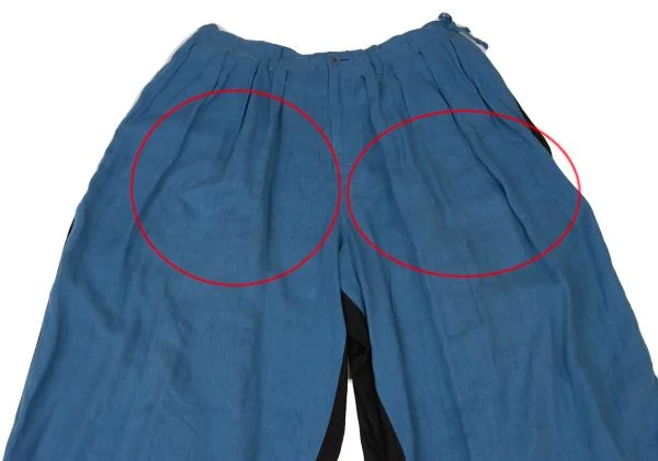 ヨウジヤマモト プールオムYohji Yamamoto POUR HOMME リネンレーヨンバイカラーバルーンカラスパンツ 青黒3 K-123182_002