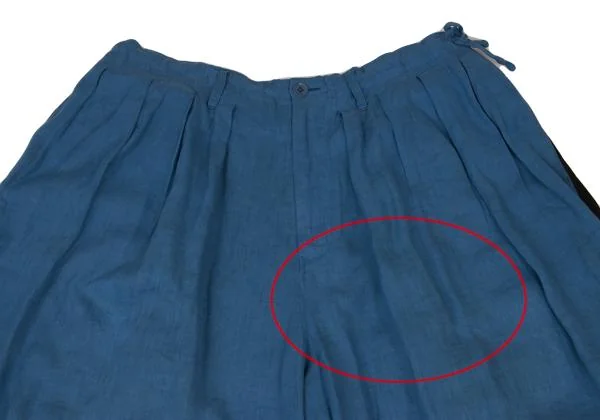 ヨウジヤマモト プールオムYohji Yamamoto POUR HOMME リネンレーヨンバイカラーバルーンカラスパンツ 青黒3 K-123182_005