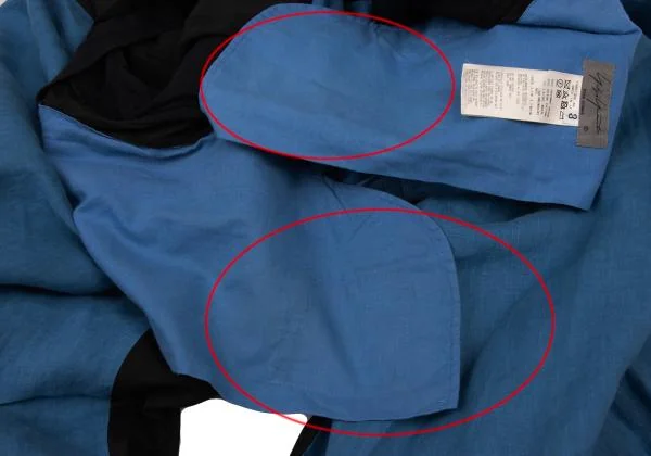 ヨウジヤマモト プールオムYohji Yamamoto POUR HOMME リネンレーヨンバイカラーバルーンカラスパンツ 青黒3 K-123182_011