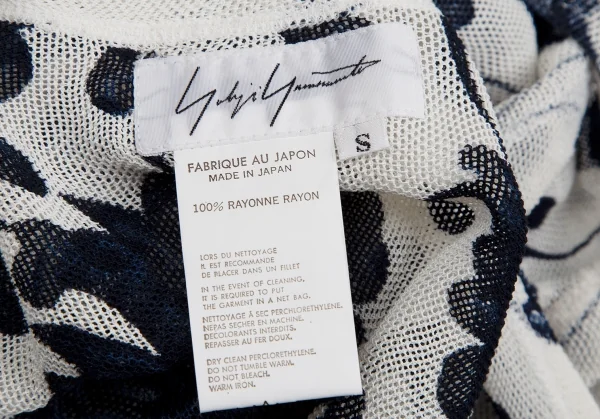 ヨウジヤマモト ファムYohji Yamamoto FEMME レーヨンフローラルプリントノースリーブワンピース 白紺S K-123189_013
