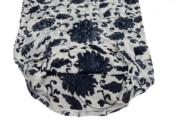 ヨウジヤマモト ファムYohji Yamamoto FEMME レーヨンフローラルプリントノースリーブワンピース 白紺S K-123189_008