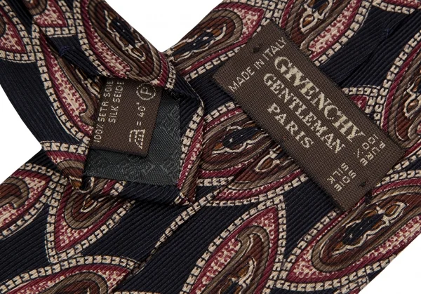 ジバンシィGIVENCHY シルクペイズリーネクタイ 濃紺ベージュ K-123394_008