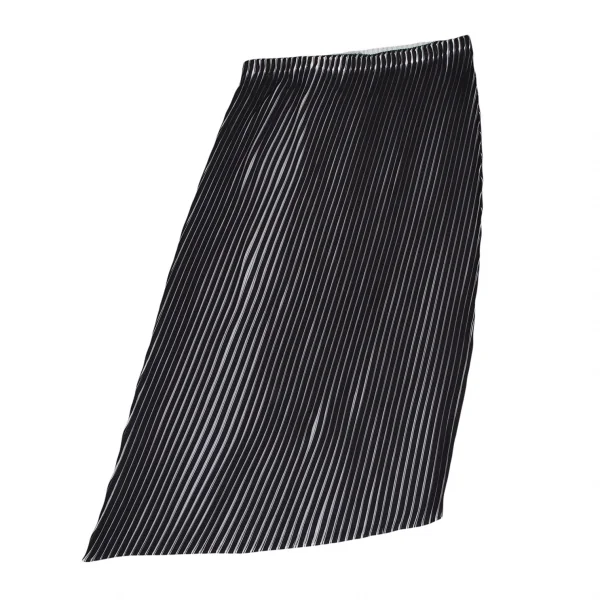 イッセイミヤケISSEY MIYAKE バイカラーカーブプリーツスカート 黒白3 K-123418_002