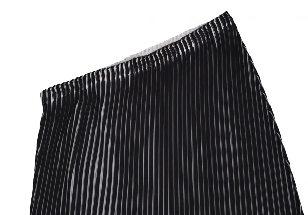 イッセイミヤケISSEY MIYAKE バイカラーカーブプリーツスカート 黒白3 K-123418_003