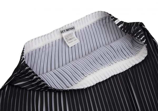 イッセイミヤケISSEY MIYAKE バイカラーカーブプリーツスカート 黒白3 K-123418_005