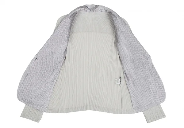 イッセイミヤケISSEY MIYAKE メタリック切替セットアップスーツ シルバーグレー2 K-123428_010