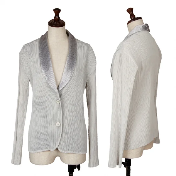 イッセイミヤケISSEY MIYAKE メタリック切替セットアップスーツ シルバーグレー2 K-123428_002
