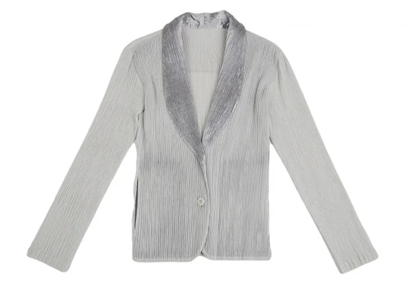 イッセイミヤケISSEY MIYAKE メタリック切替セットアップスーツ シルバーグレー2 K-123428_003
