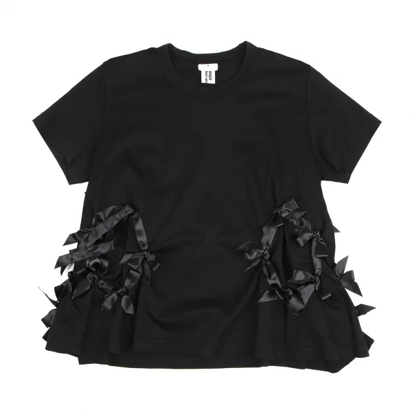 ノワール ケイ ニノミヤ コムデギャルソンnoir kei ninomiya COMME des GARCONS リボン装飾デザインTシャツ 黒S K-123494_001
