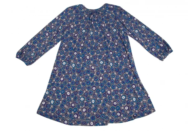 タバサTABASA ストレッチポリフラワープリントラグランチュニック グレー青32 K-123647_010