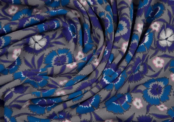 タバサTABASA ストレッチポリフラワープリントラグランチュニック グレー青32 K-123647_012