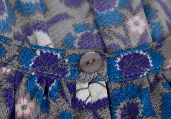 タバサTABASA ストレッチポリフラワープリントラグランチュニック グレー青32 K-123647_004