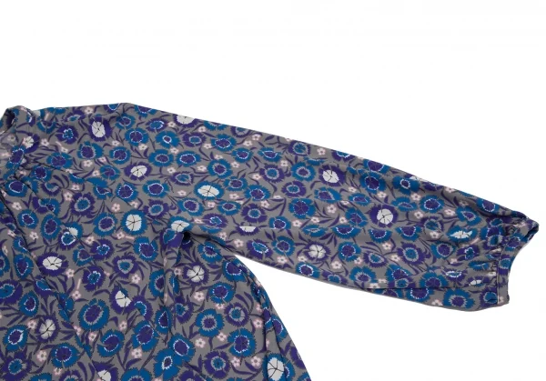 タバサTABASA ストレッチポリフラワープリントラグランチュニック グレー青32 K-123647_006