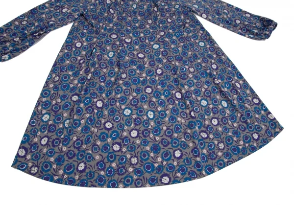 タバサTABASA ストレッチポリフラワープリントラグランチュニック グレー青32 K-123647_008