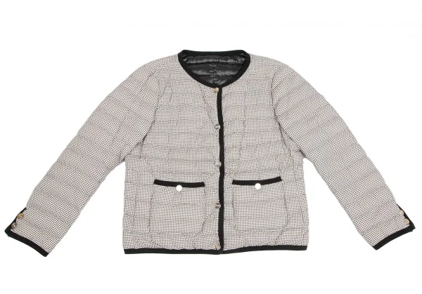 ヘルノHERNO ピンドットリバーシブルノーカラーダウンジャケット 黒42 K-123654_011