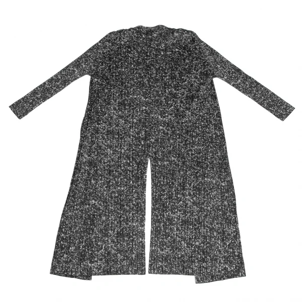 プリーツプリーズPLEATS PLEASE まだらプリントプリーツロングカーディガン 黒グレー2 K-123662_009