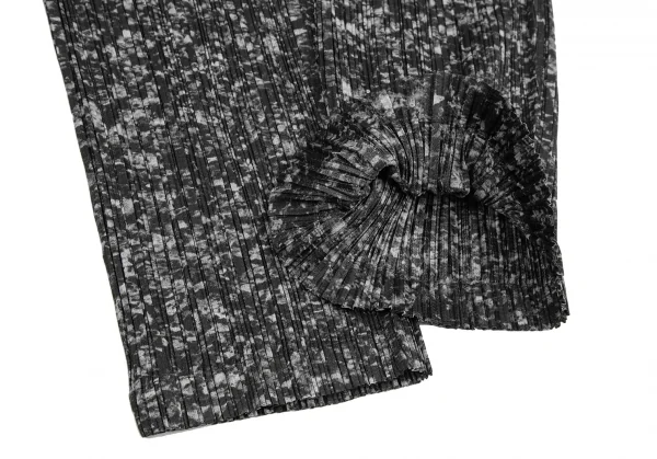 プリーツプリーズPLEATS PLEASE まだらプリントプリーツセットアップスーツ 黒グレー2 K-123664_016
