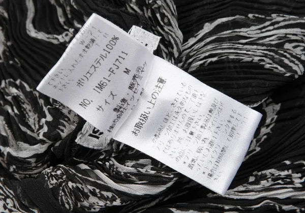 イッセイミヤケISSEY MIYAKEペイズリープリントシースループリーツハイネックカットソー 黒白M K-123672_015