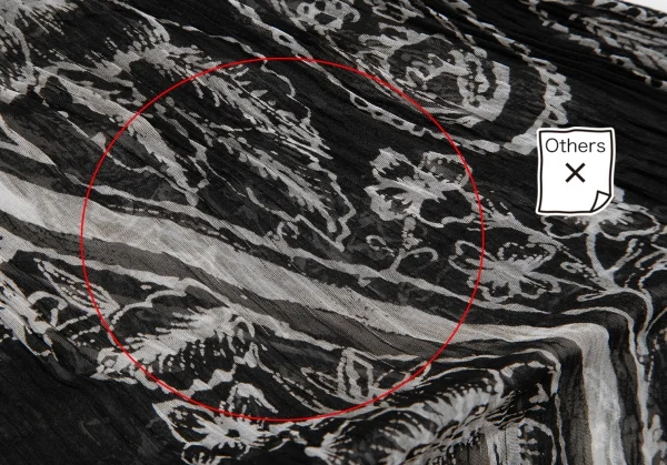 イッセイミヤケISSEY MIYAKEペイズリープリントシースループリーツハイネックカットソー 黒白M K-123672_009