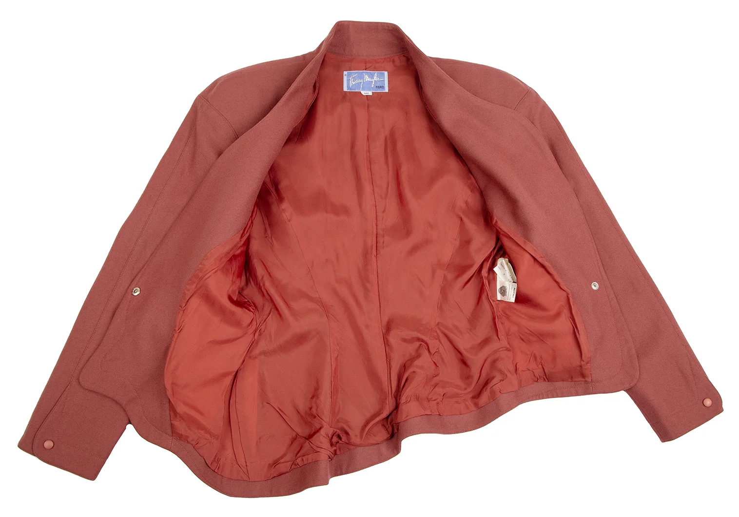 Thierry Mugler Wool Asymmetric Belted Jacket Red 9AR (K