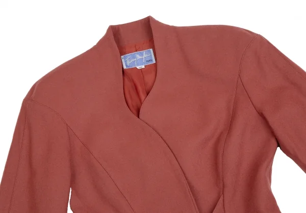 ティエリーミュグレーThierry Mugler ウールアシンメトリーベルテッドジャケット 赤9AR K-123679_003