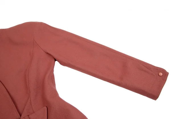 ティエリーミュグレーThierry Mugler ウールアシンメトリーベルテッドジャケット 赤9AR K-123679_005