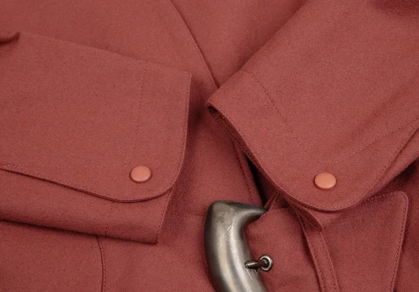 ティエリーミュグレーThierry Mugler ウールアシンメトリーベルテッドジャケット 赤9AR K-123679_006