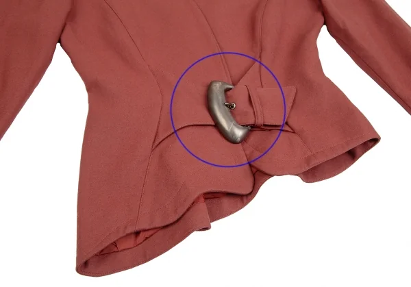 ティエリーミュグレーThierry Mugler ウールアシンメトリーベルテッドジャケット 赤9AR K-123679_008