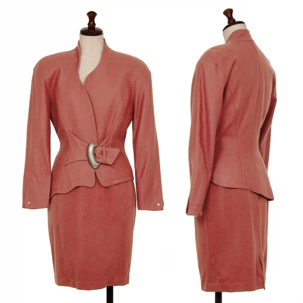 ティエリーミュグレーThierry Mugler ウール台形スカート 赤60-88 K-123680_015