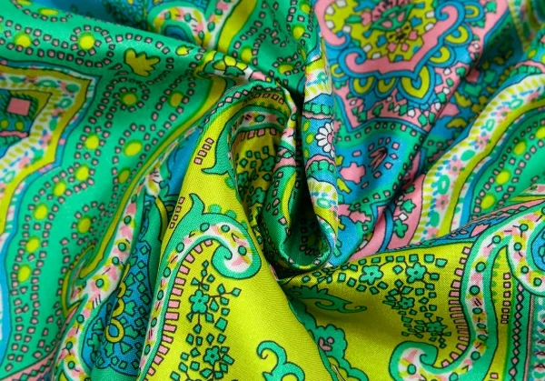 ジュンヤワタナベマンピンク コムデギャルソンJUNYA WATANABE MAN PINK COMME des GARCONS ペイズリーフリルスタンドカラー半袖シャツ 緑黄水色S K-123686_011