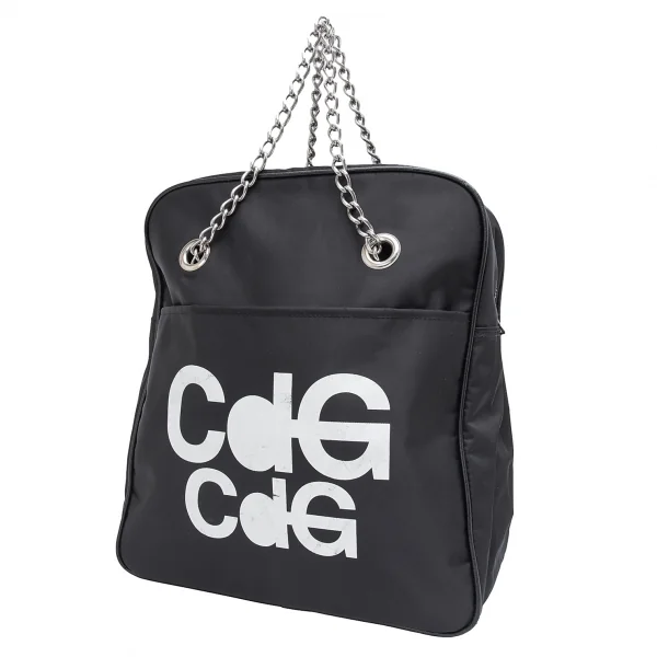 コムコム コムデギャルソンCOMME des GARCONS ロゴプリントチェーンハンドルバッグ